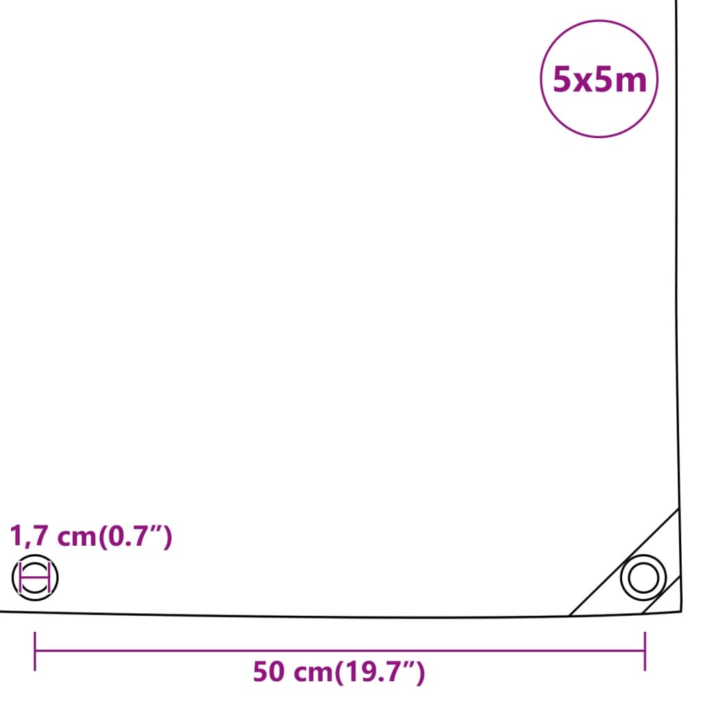 Antracitszürke ponyva 5 x 5 m 650 g/m²