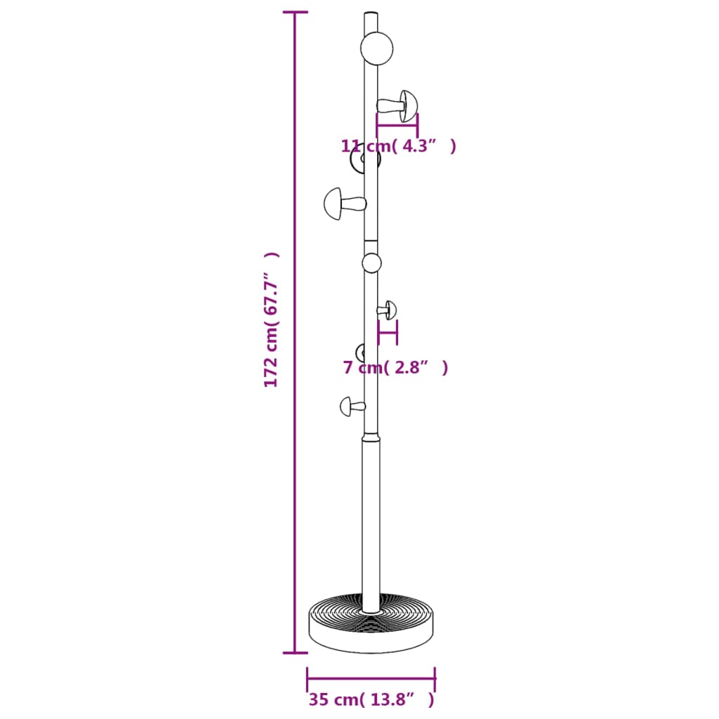 Rózsaszínű porszórt vas ruhafogas 172 cm
