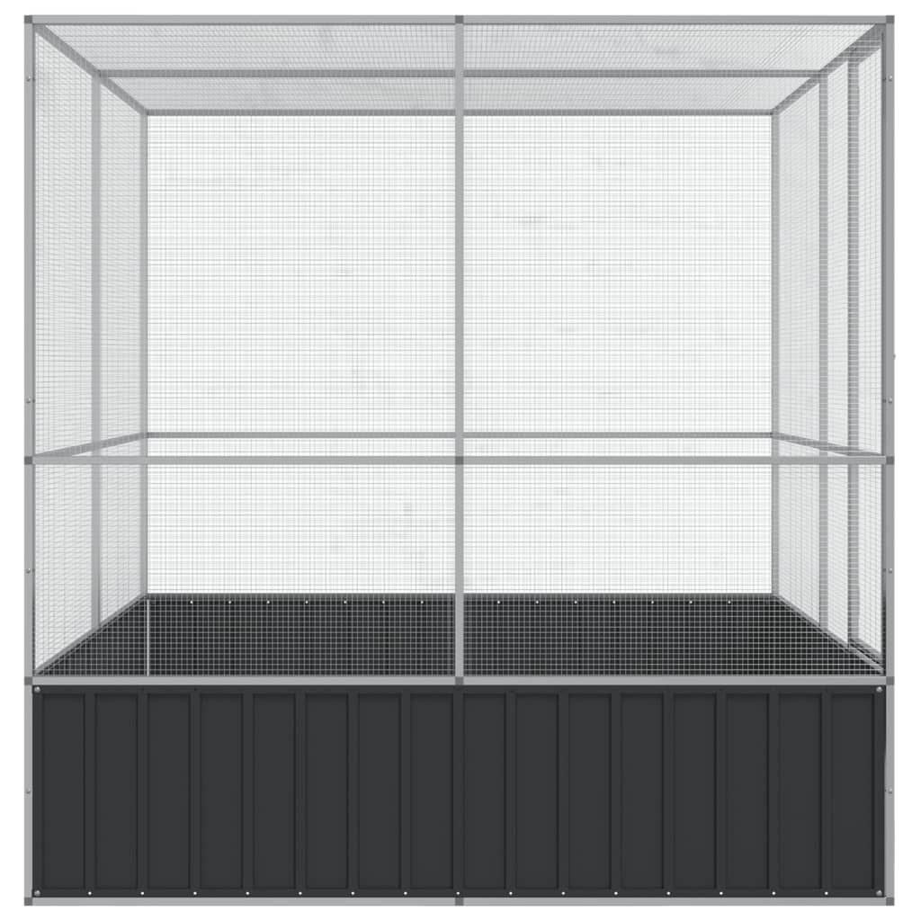 Ezüstszínű acél madárház 211 x 207 x 212 cm