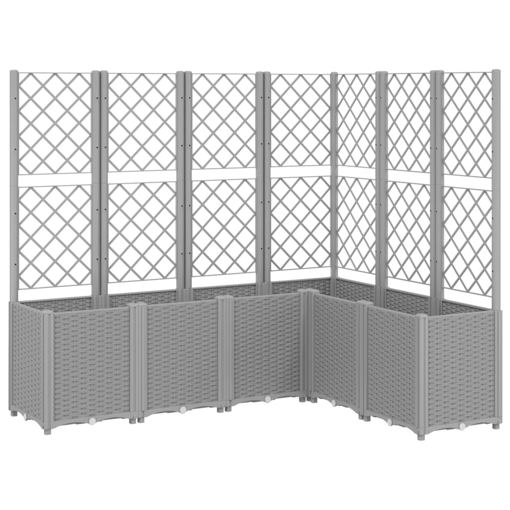 Világosszürke pp rácsos kerti ültetőláda 160 x 120 x 140 cm