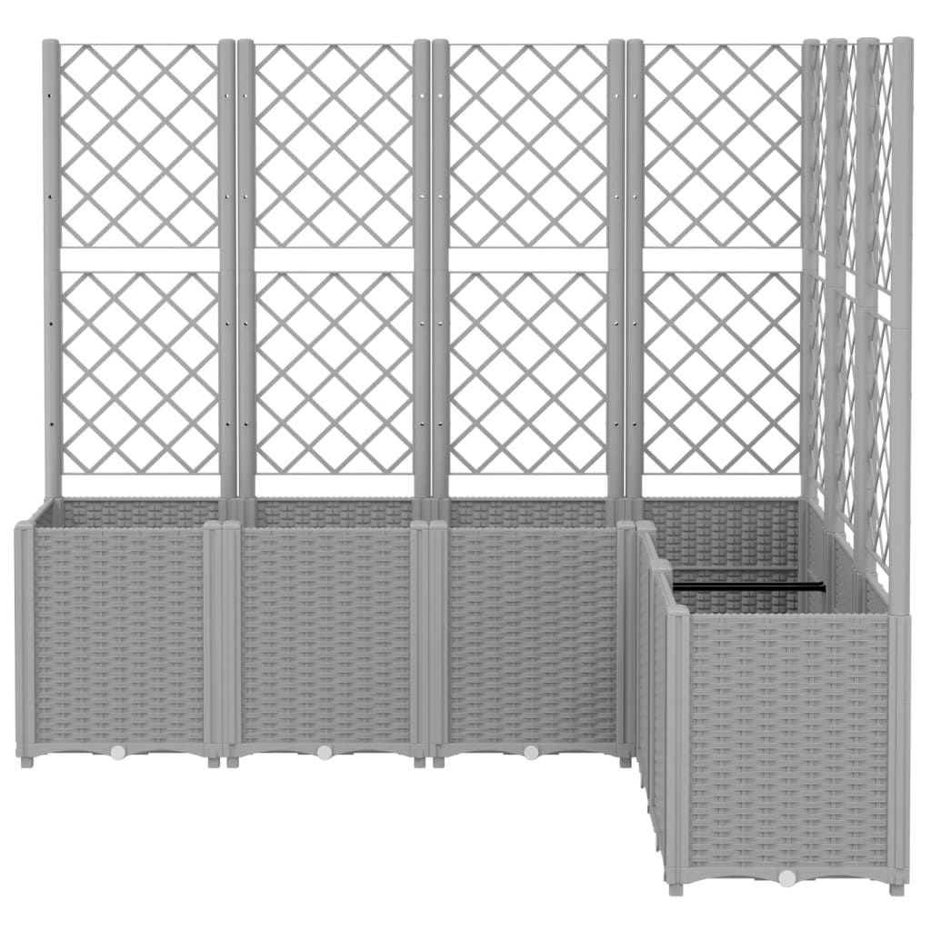 Világosszürke pp rácsos kerti ültetőláda 160 x 120 x 140 cm