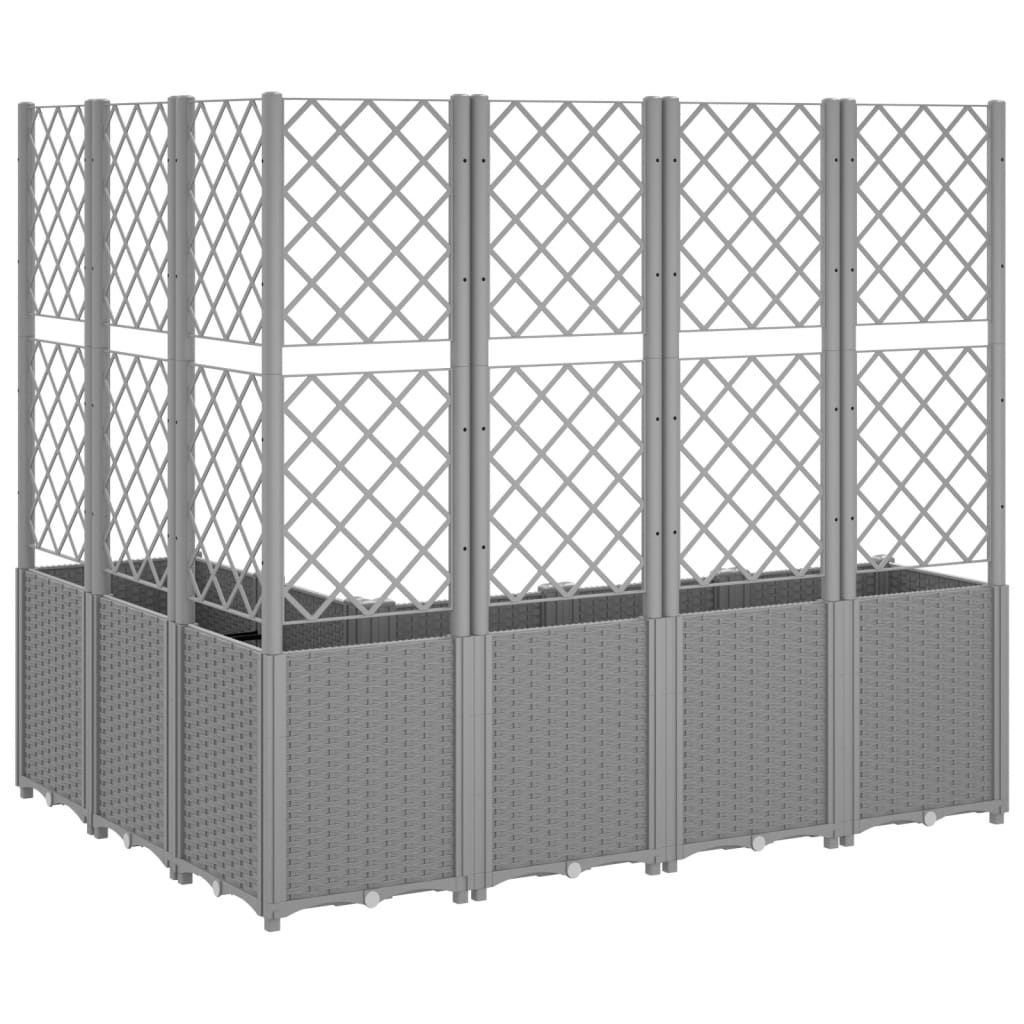 Világosszürke pp rácsos kerti ültetőláda 160 x 120 x 140 cm