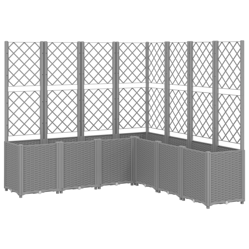 Világosszürke pp rácsos kerti ültetőláda 160 x 160 x 140 cm