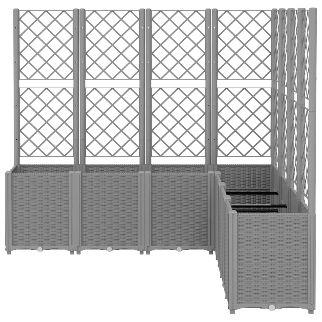 Világosszürke pp rácsos kerti ültetőláda 160 x 160 x 140 cm
