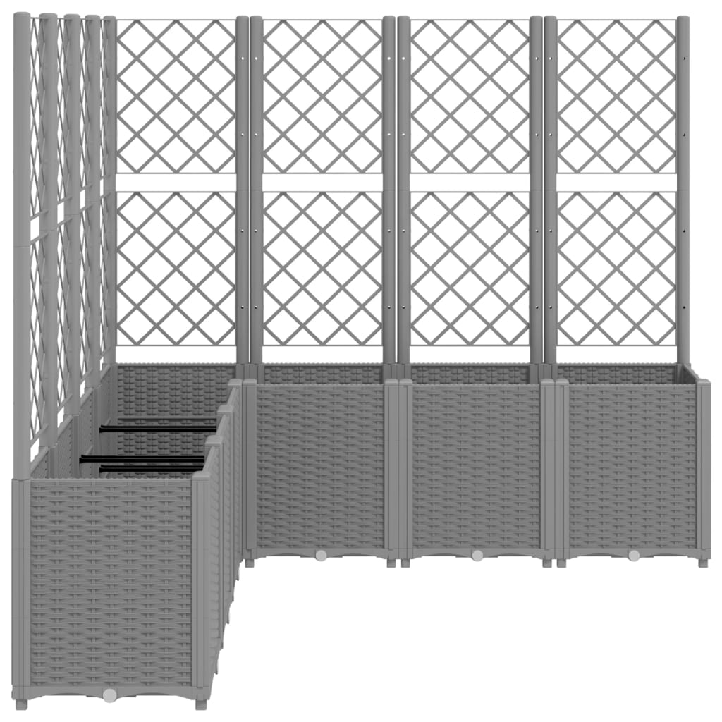 Világosszürke pp rácsos kerti ültetőláda 160 x 160 x 140 cm