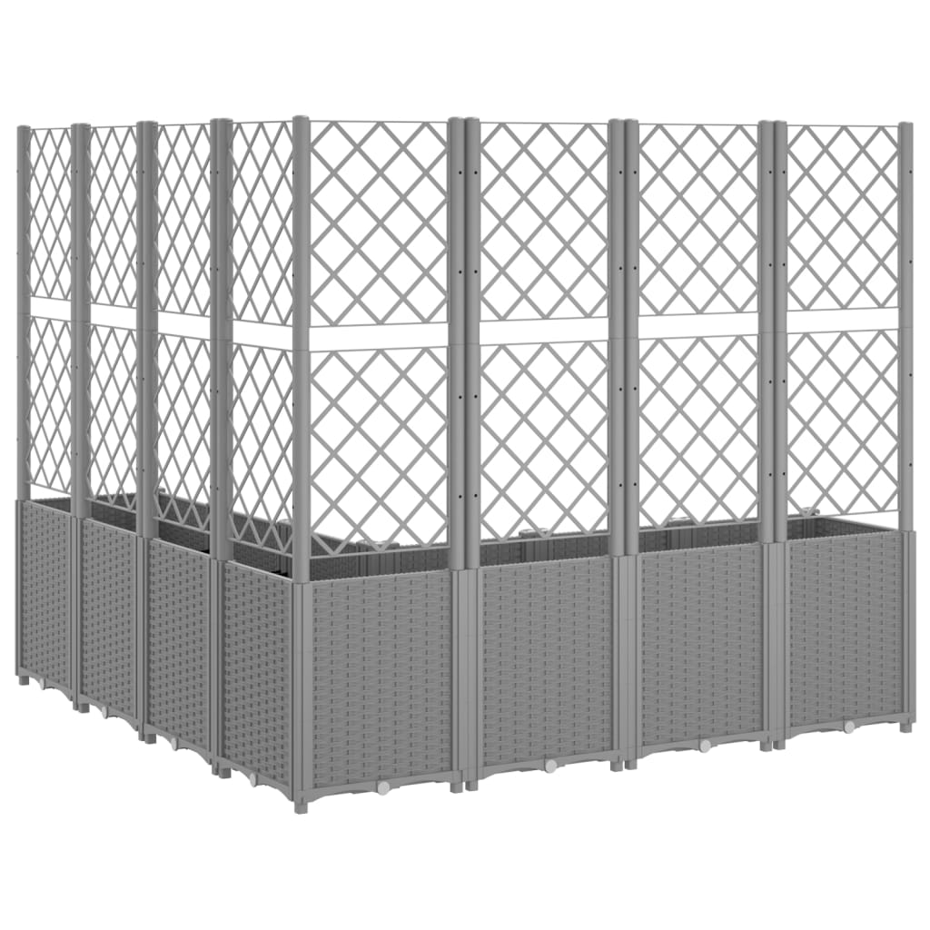Világosszürke pp rácsos kerti ültetőláda 160 x 160 x 140 cm