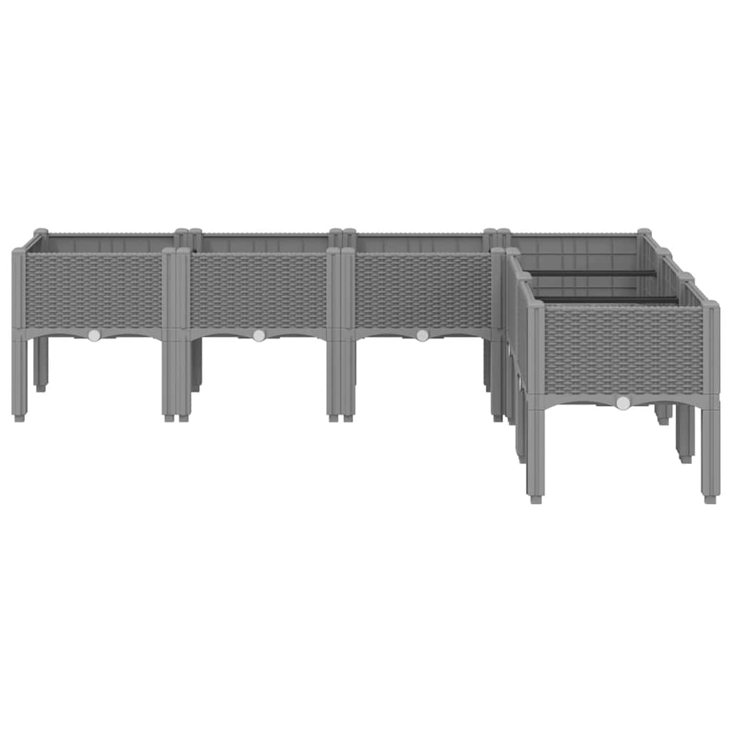 Világosszürke pp rácsos kerti ültetőláda 160 x 120 x 42 cm