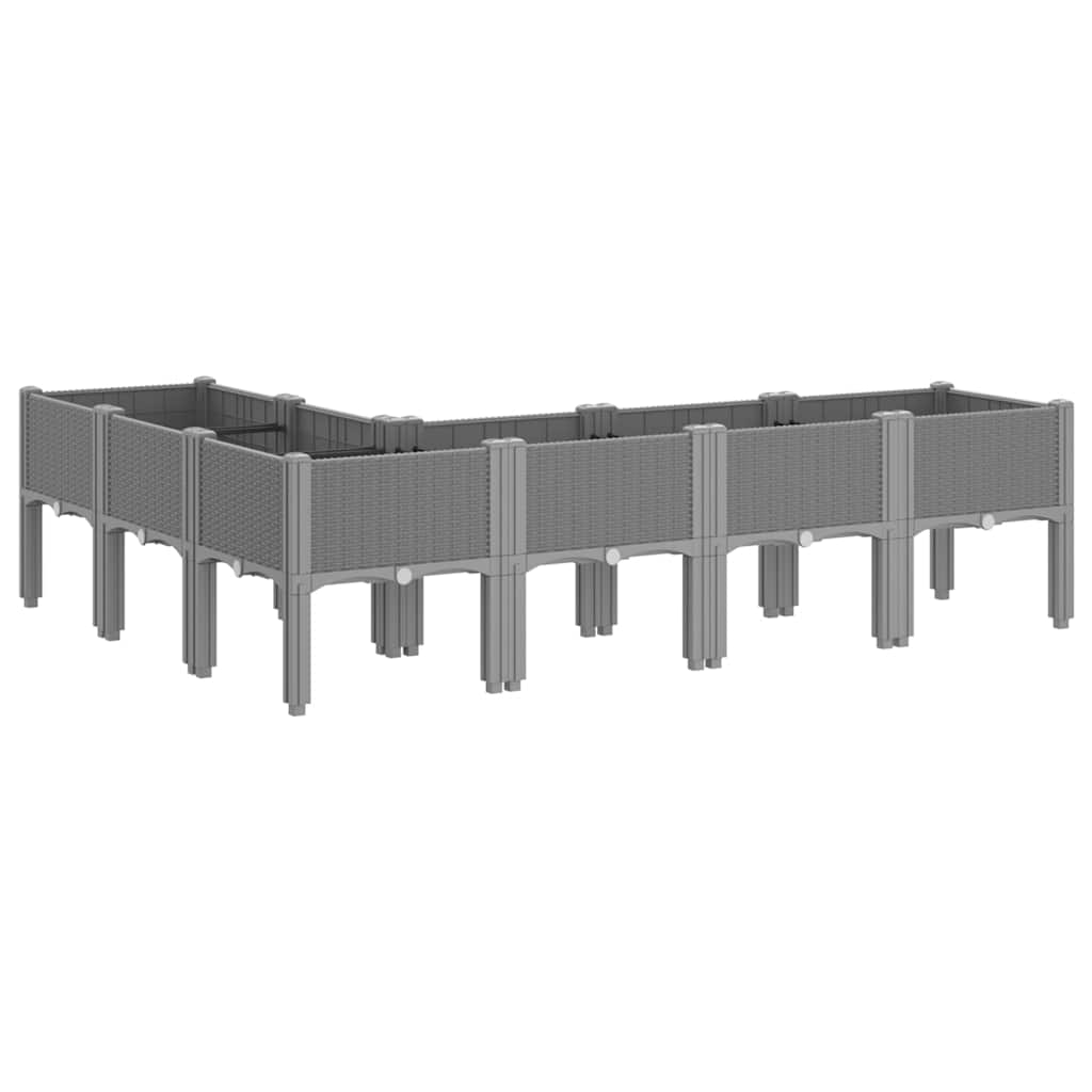Világosszürke pp rácsos kerti ültetőláda 160 x 120 x 42 cm