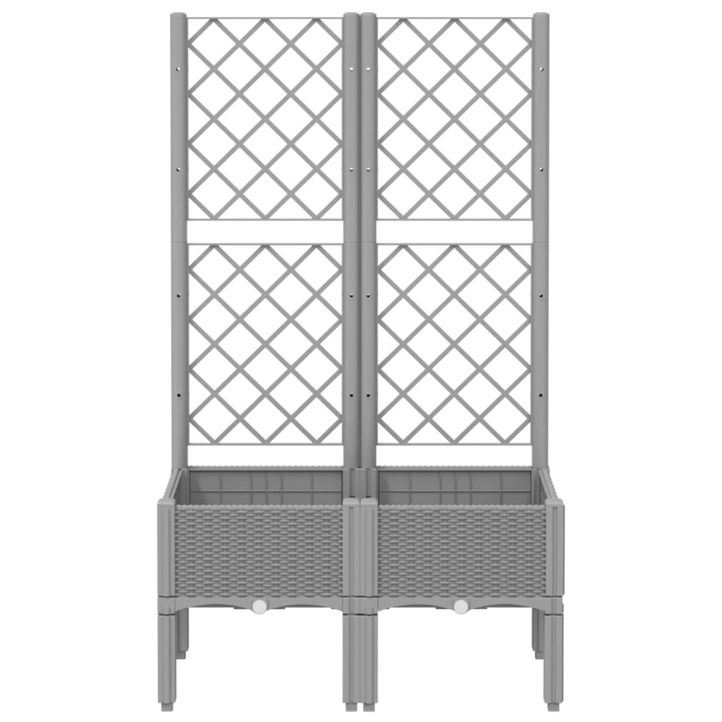 Világosszürke pp rácsos kerti ültetőláda 80 x 40 x 142 cm