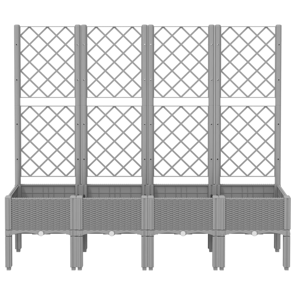 Világosszürke pp rácsos kerti ültetőláda 160 x 40 x 142 cm