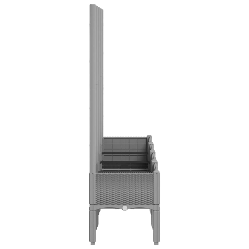 Világosszürke pp rácsos kerti ültetőláda 160 x 40 x 142 cm