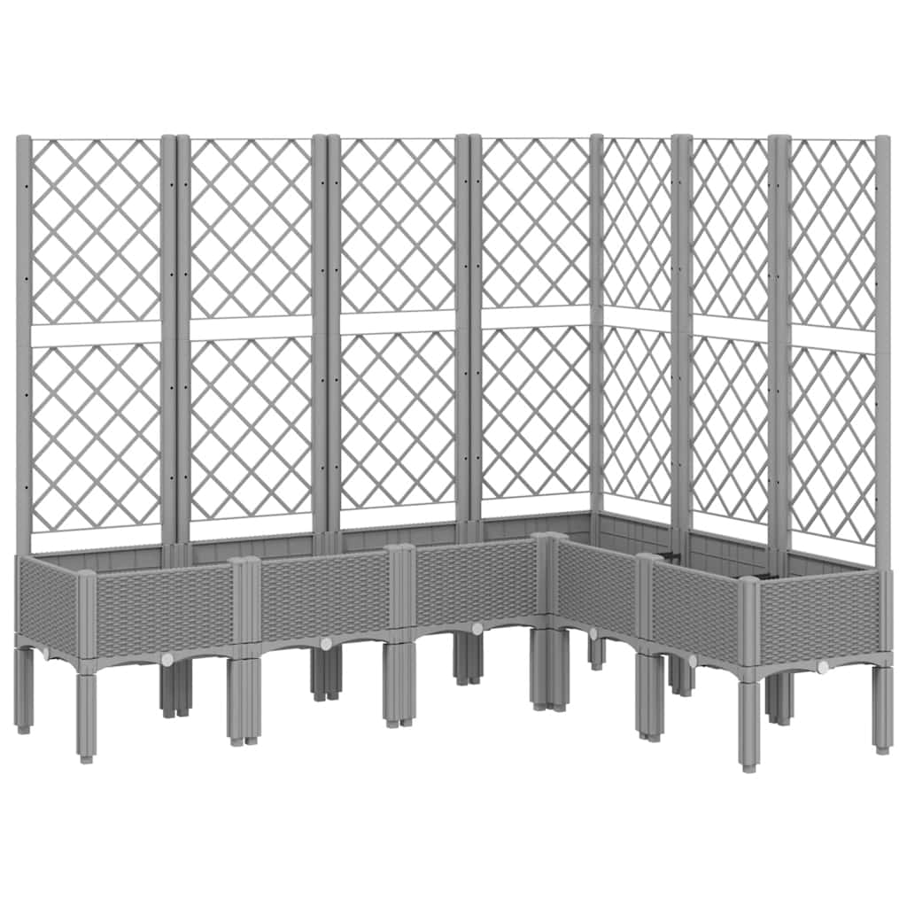 Világosszürke pp rácsos kerti ültetőláda 160 x 120 x 142 cm