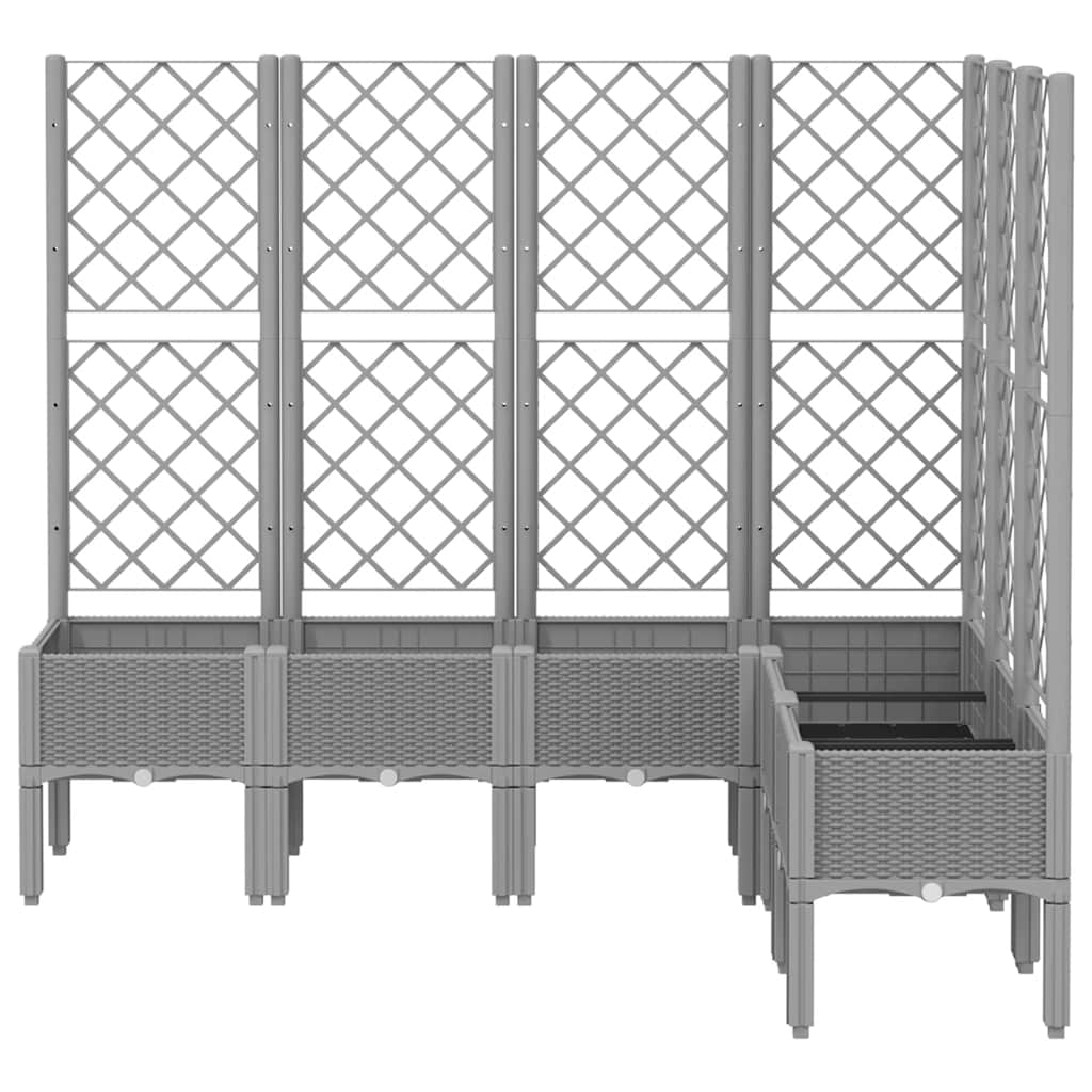 Világosszürke pp rácsos kerti ültetőláda 160 x 120 x 142 cm