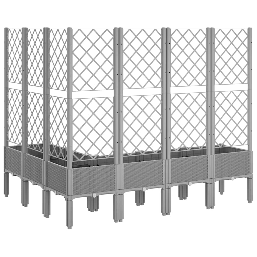 Világosszürke pp rácsos kerti ültetőláda 160 x 120 x 142 cm