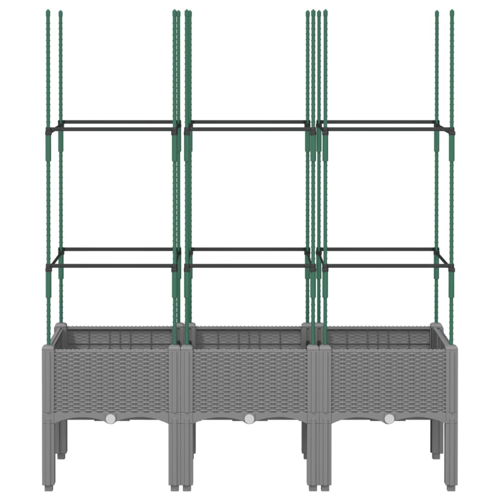 Világosszürke pp rácsos kerti ültetőláda 120 x 40 x 142,5 cm