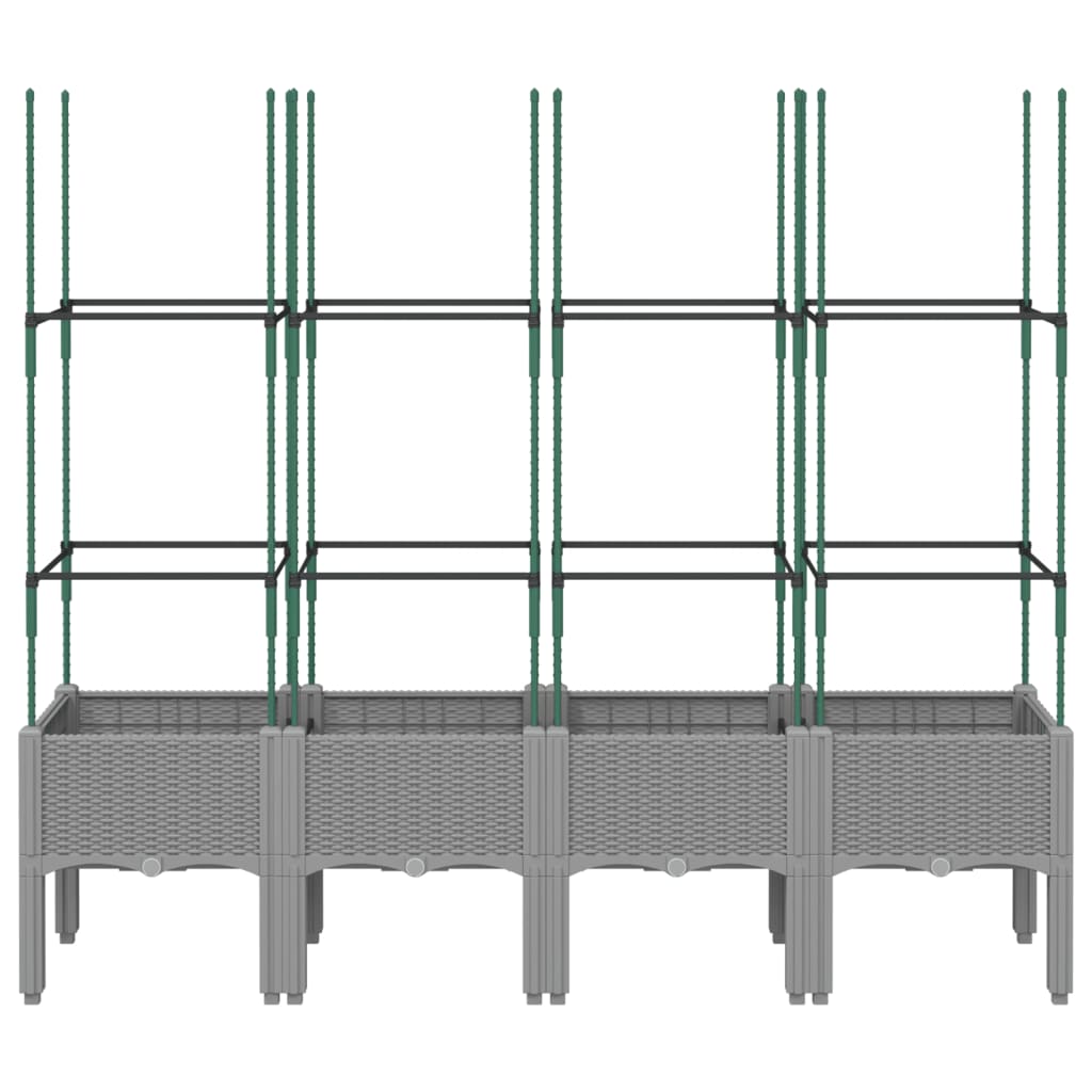 Világosszürke pp rácsos kerti ültetőláda 160 x 40 x 142,5 cm