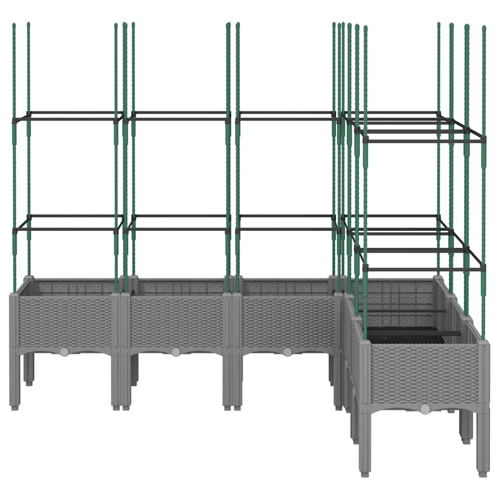 Világosszürke pp rácsos kerti ültetőláda 160 x 120 x 142,5 cm