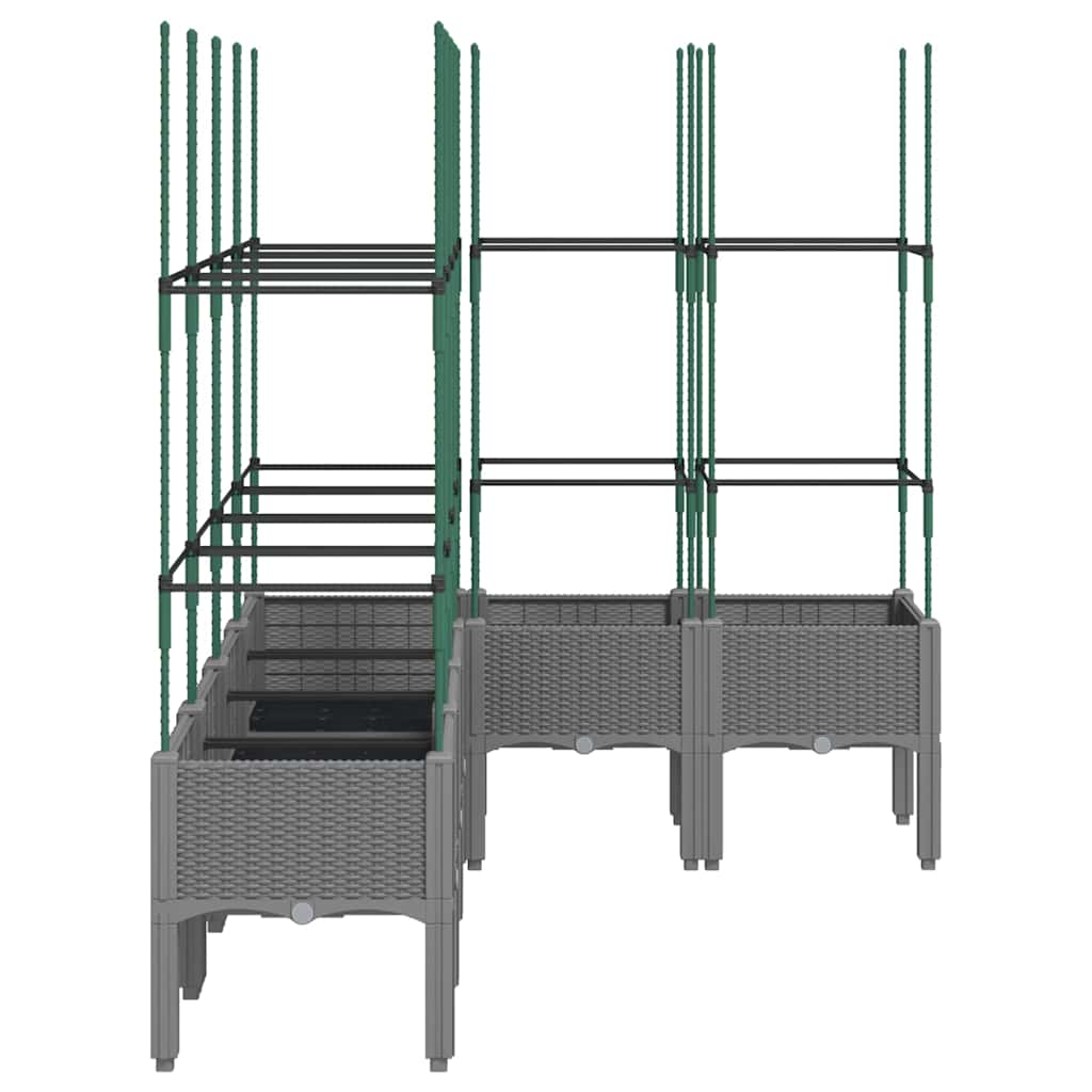 Világosszürke pp rácsos kerti ültetőláda 160 x 120 x 142,5 cm