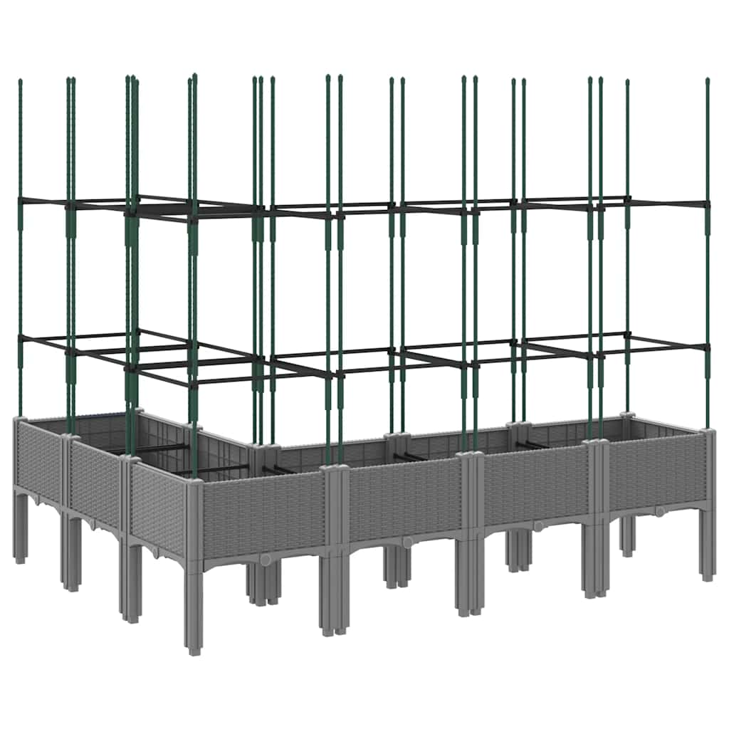Világosszürke pp rácsos kerti ültetőláda 160 x 120 x 142,5 cm