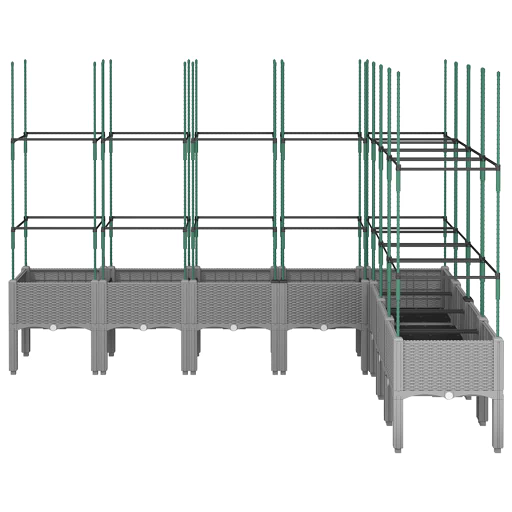Világosszürke pp rácsos kerti ültetőláda 200 x 160 x 142,5 cm