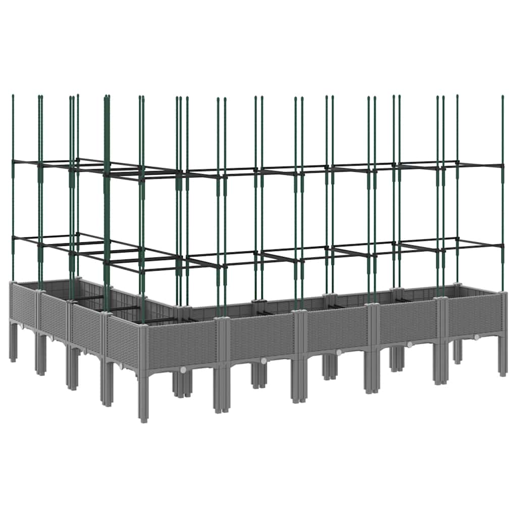 Világosszürke pp rácsos kerti ültetőláda 200 x 160 x 142,5 cm