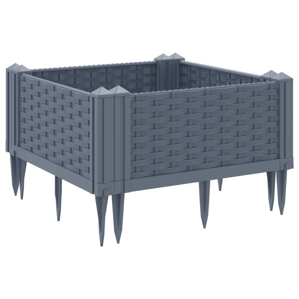 Szürke pp kerti virágláda cövekekkel 42,5 x 42,5 x 28,5 cm Szürke pp kerti virágláda cövekekkel 42,5 x 42,5 x 28,5 cm