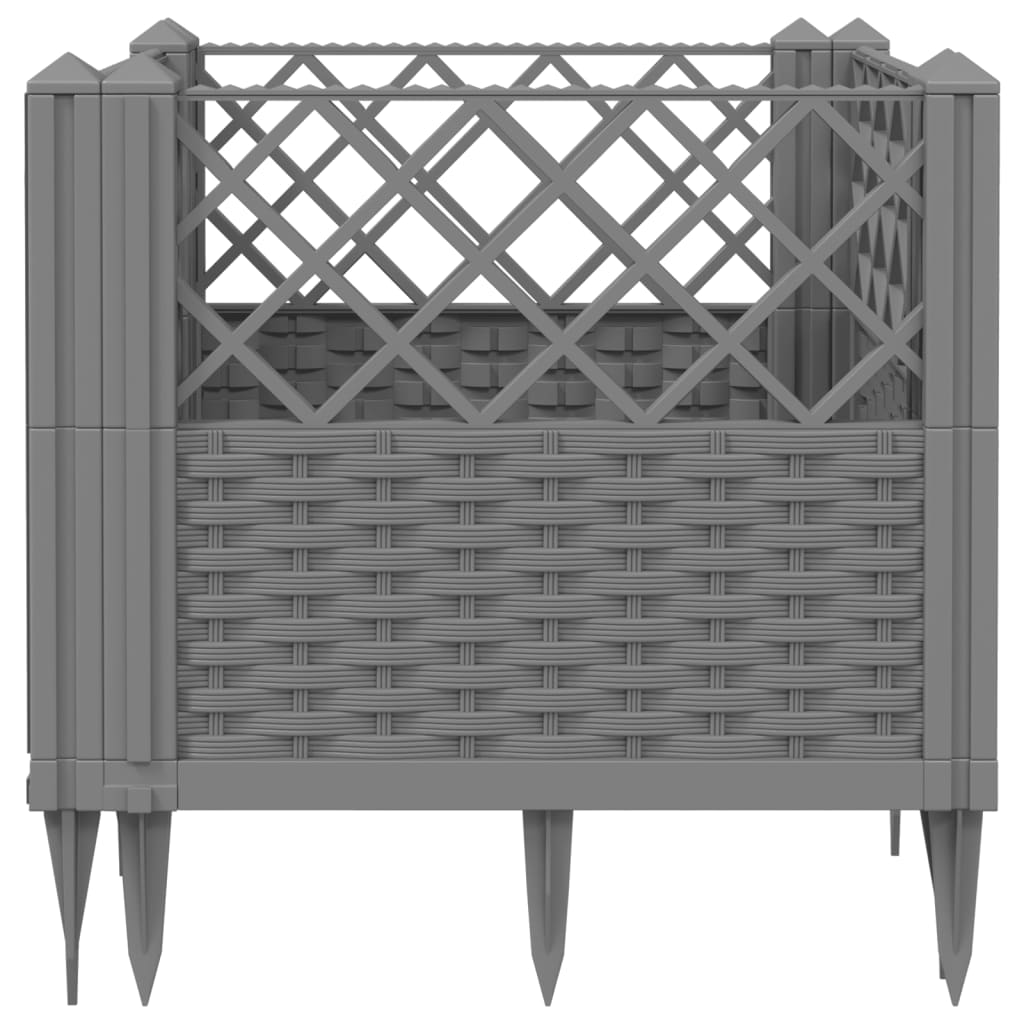 Világosszürke pp kerti virágláda cövekekkel 43,5x43,5x43,5 cm