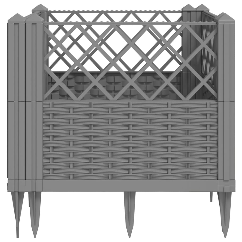 Világosszürke pp kerti virágláda cövekekkel 43,5x43,5x43,5 cm