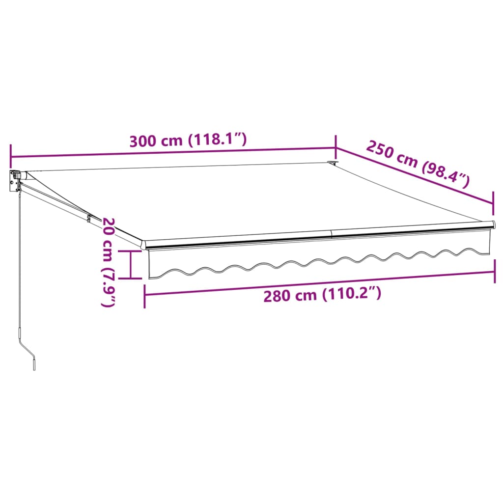 Burgundi vörös kézzel kihúzható napellenző 300 x 250 cm Burgundi vörös kézzel kihúzható napellenző 300 x 250 cm
