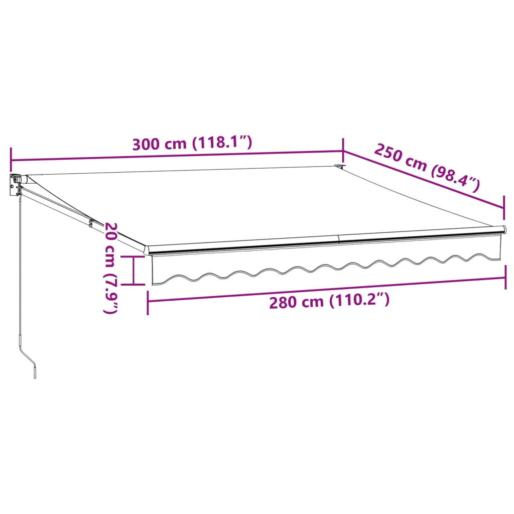 Burgundi vörös kézzel kihúzható napellenző 300 x 250 cm Burgundi vörös kézzel kihúzható napellenző 300 x 250 cm