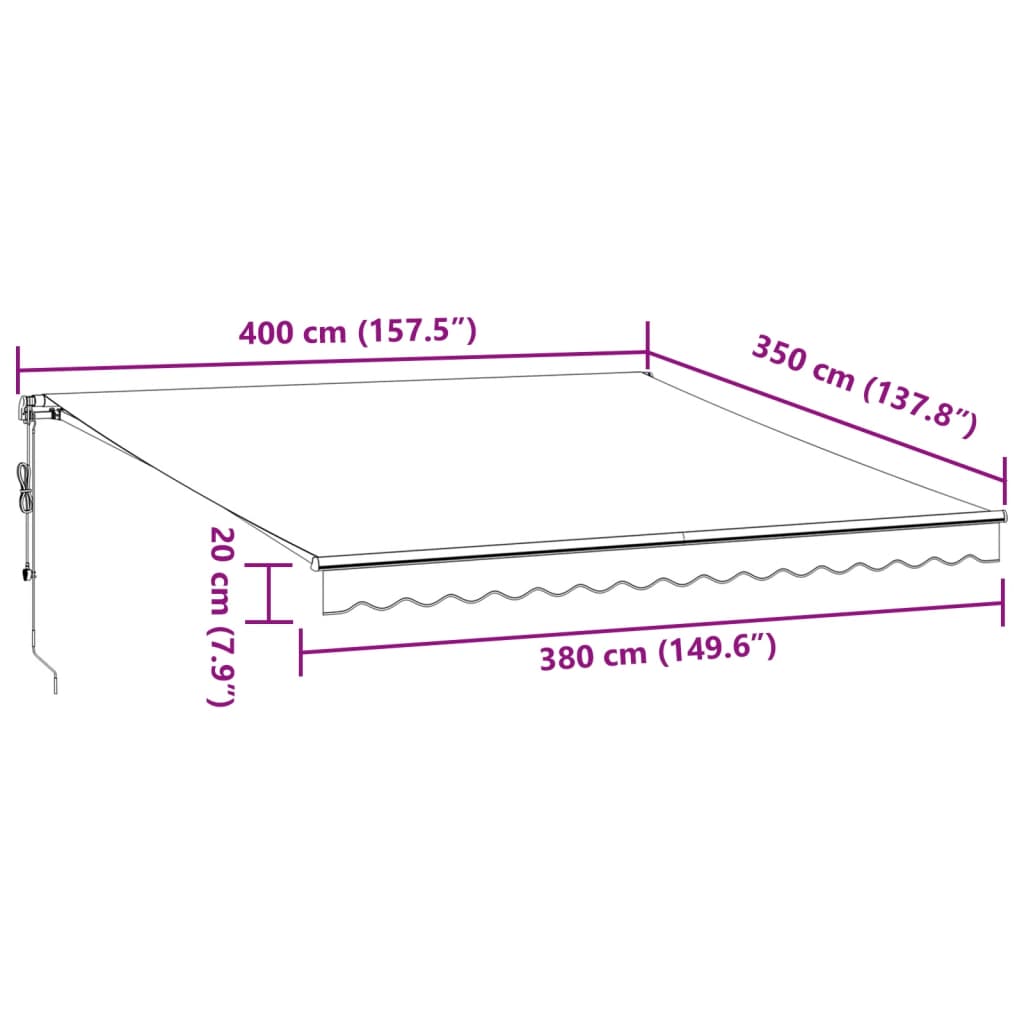 Antracitszürke-fehér automata kihúzható napellenző 400 x 350 cm