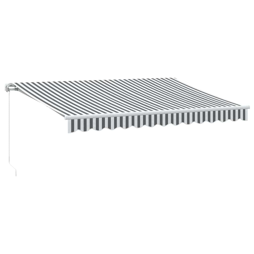 Antracitszürke-fehér kézzel kihúzható napellenző 350 x 250 cm