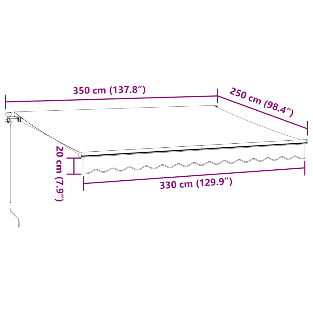 Antracitszürke-fehér kézzel kihúzható napellenző 350 x 250 cm