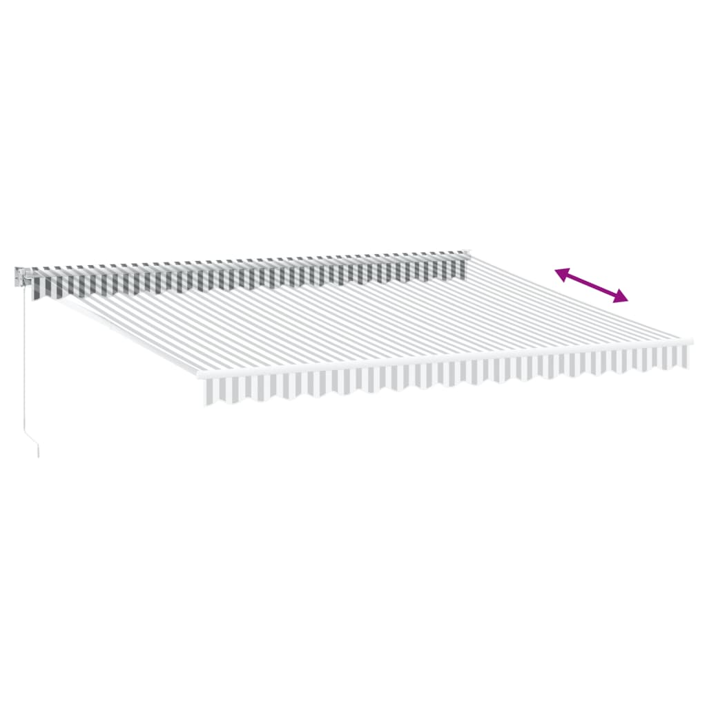 Antracit/fehér szövet és alumínium behúzható napellenző 4,5x3 m