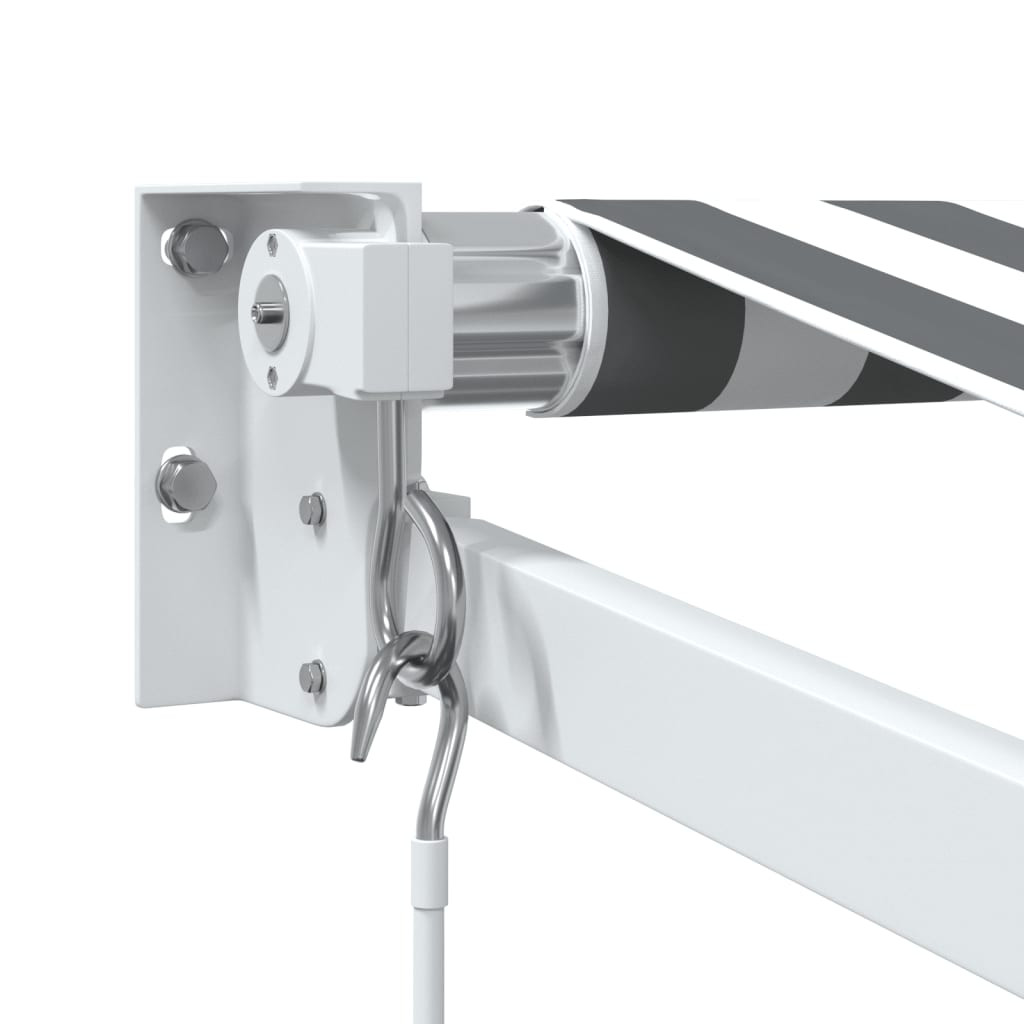 Antracit/fehér szövet és alumínium behúzható napellenző 4,5x3 m