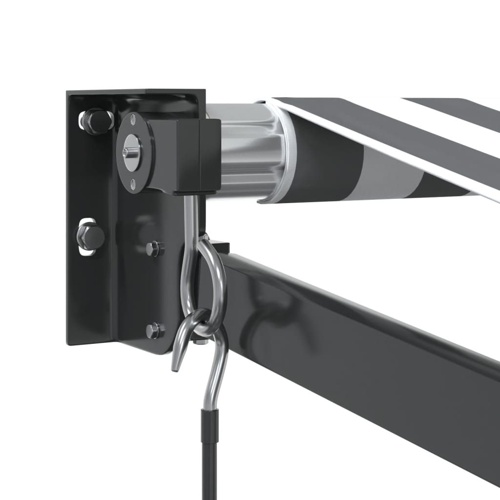 Antracit és fehér szövet és alumínium behúzható napellenző 5x3m