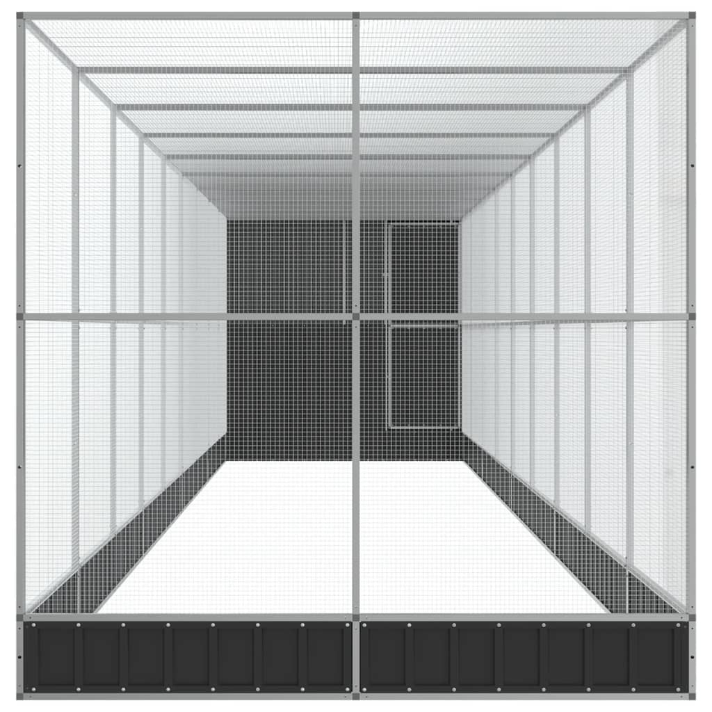 Ezüstszínű acél madárház bővítménnyel 1037 x 203 x 216 cm Ezüstszínű acél madárház bővítménnyel 1037 x 203 x 216 cm