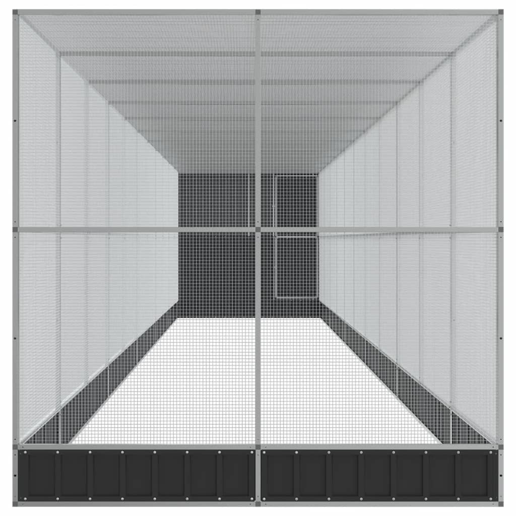 Ezüstszínű acél madárház bővítménnyel 1244 x 203 x 216 cm Ezüstszínű acél madárház bővítménnyel 1244 x 203 x 216 cm