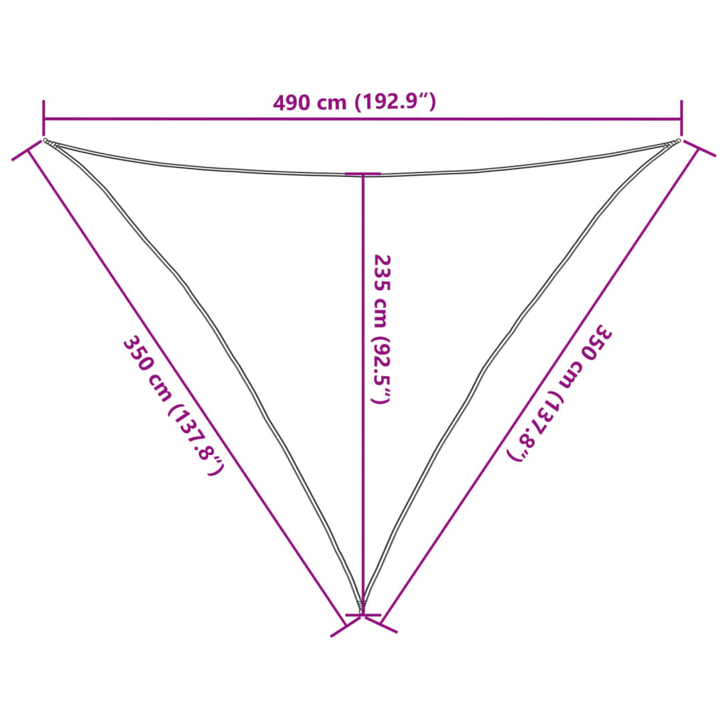 Szürke 100% poliészter oxford szövet napvitorla 3,5x3,5x4,9 m
