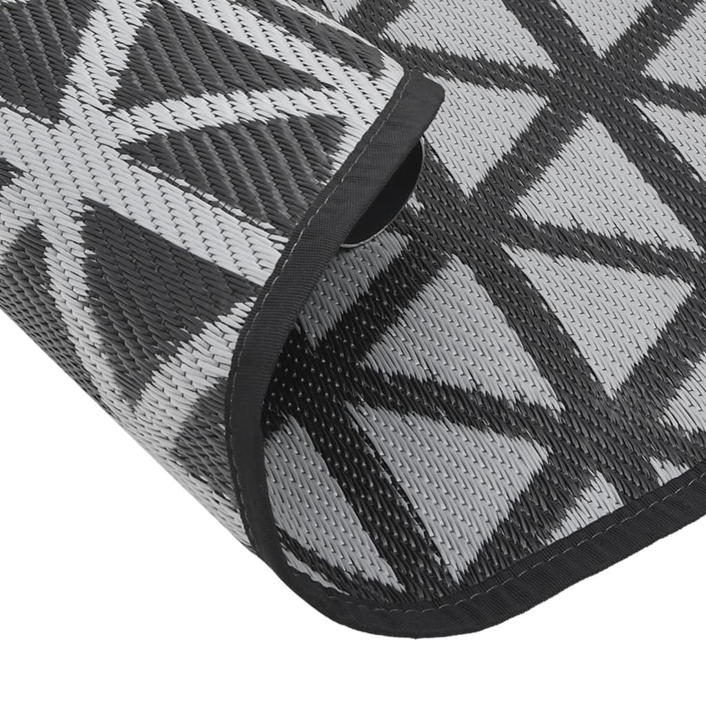 Fekete polipropilén kültéri szőnyeg ø120 cm