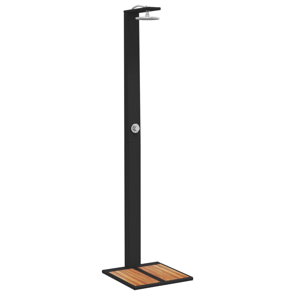 Fekete polyrattan és akácfa kültéri zuhanyzó 50 x 55 x 224 cm Fekete polyrattan és akácfa kültéri zuhanyzó 50 x 55 x 224 cm