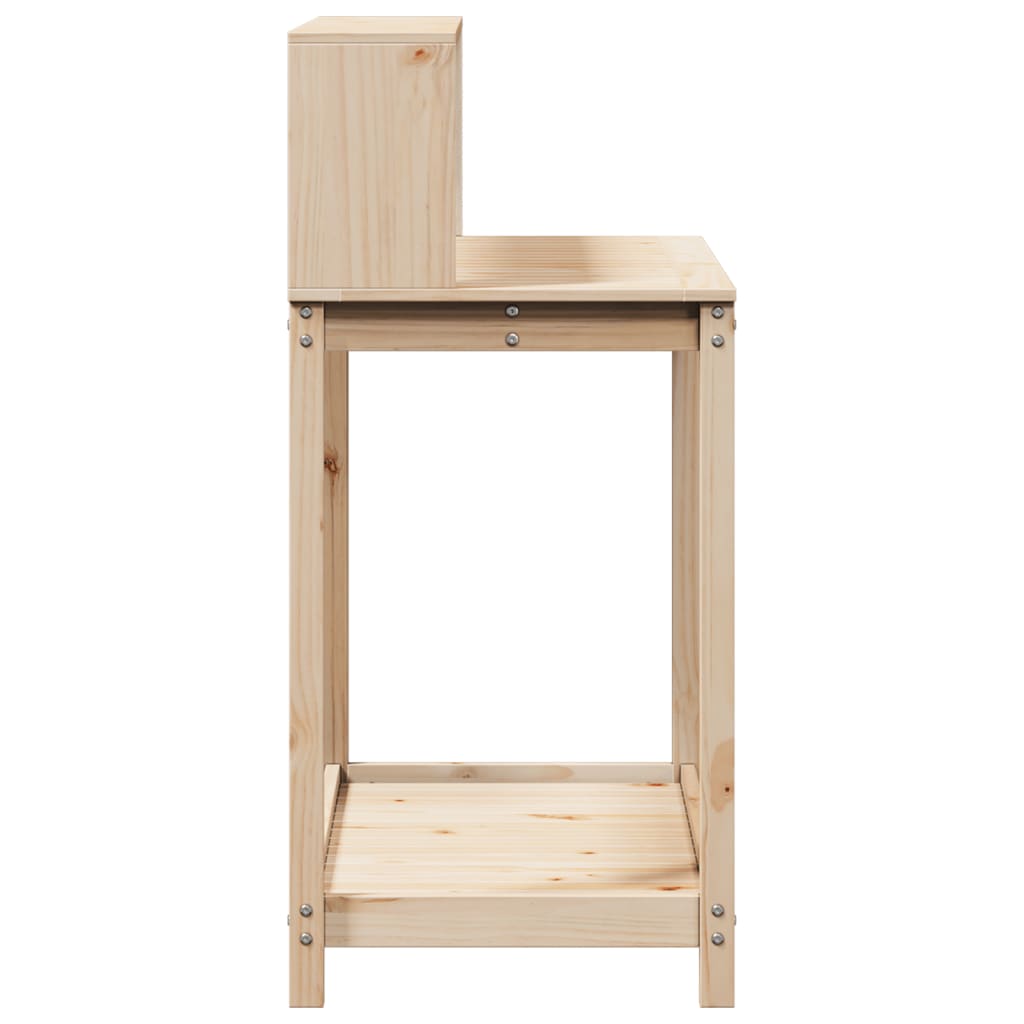 Tömör fenyőfa ültetőasztal polccal 108 x 50 x 109,5 cm