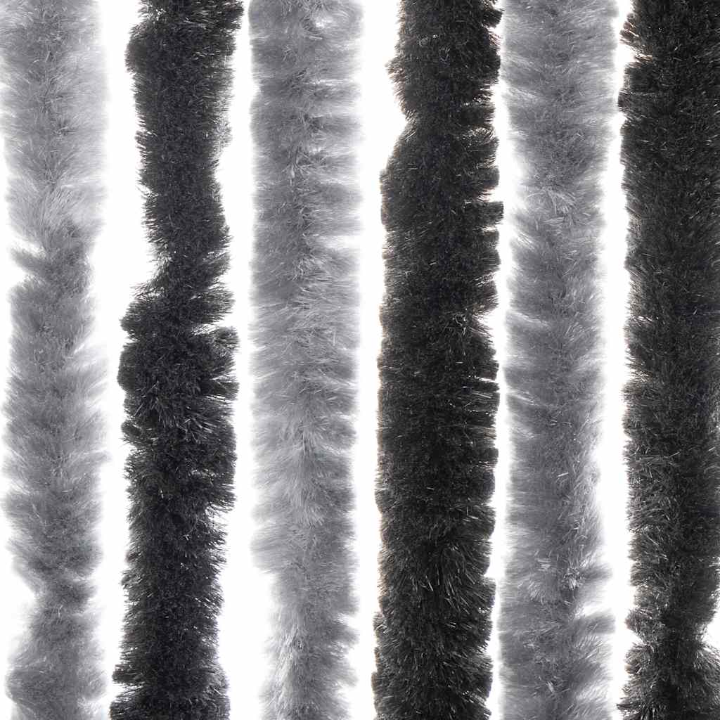 Szürke és fekete zsenília rovarfüggöny 56 x 185 cm