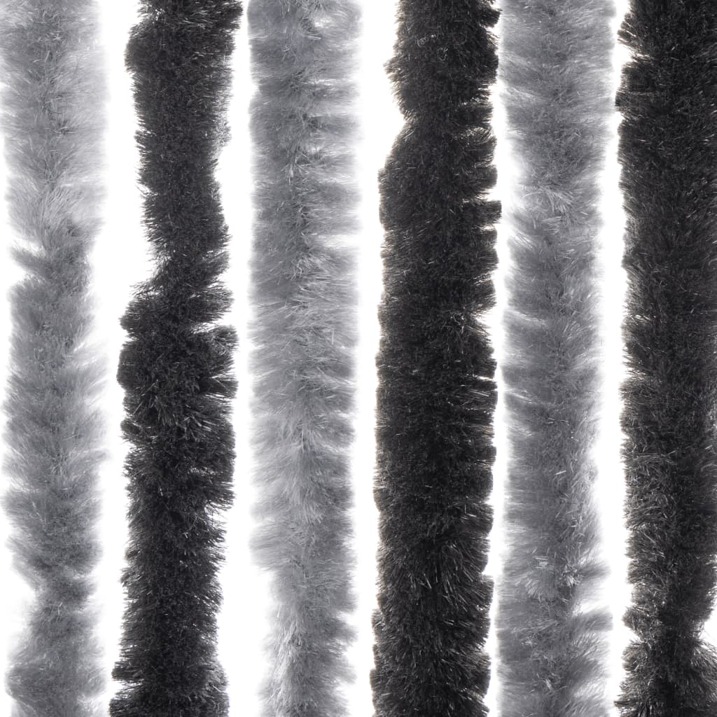 Szürke és fekete zsenília rovarfüggöny 100 x 200 cm