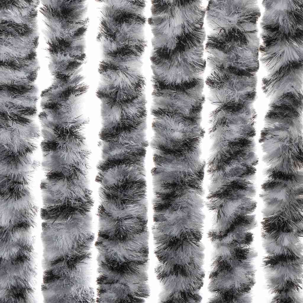 Szürke és fekete és fehér zsenília rovarfüggöny 90x200 cm