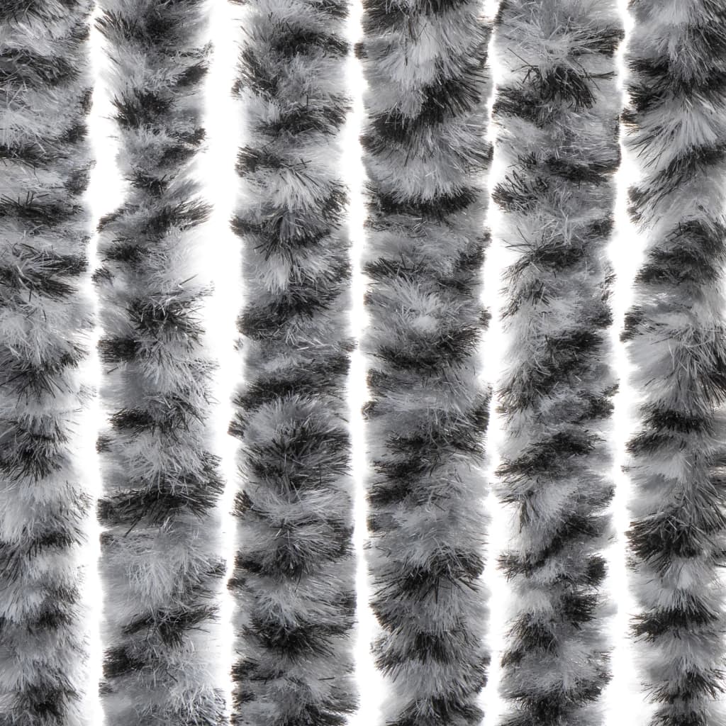 Szürke és fekete és fehér zsenília rovarfüggöny 100 x 200 cm