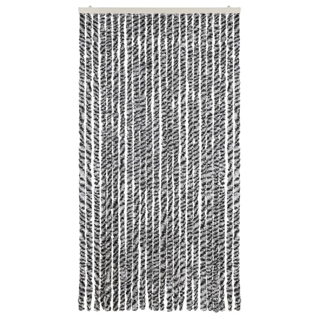 Szürke és fekete és fehér zsenília rovarfüggöny 100x220 cm