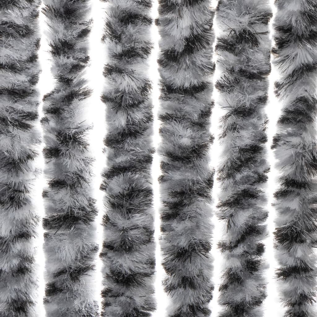 Szürke és fekete és fehér zsenília rovarfüggöny 100x220 cm
