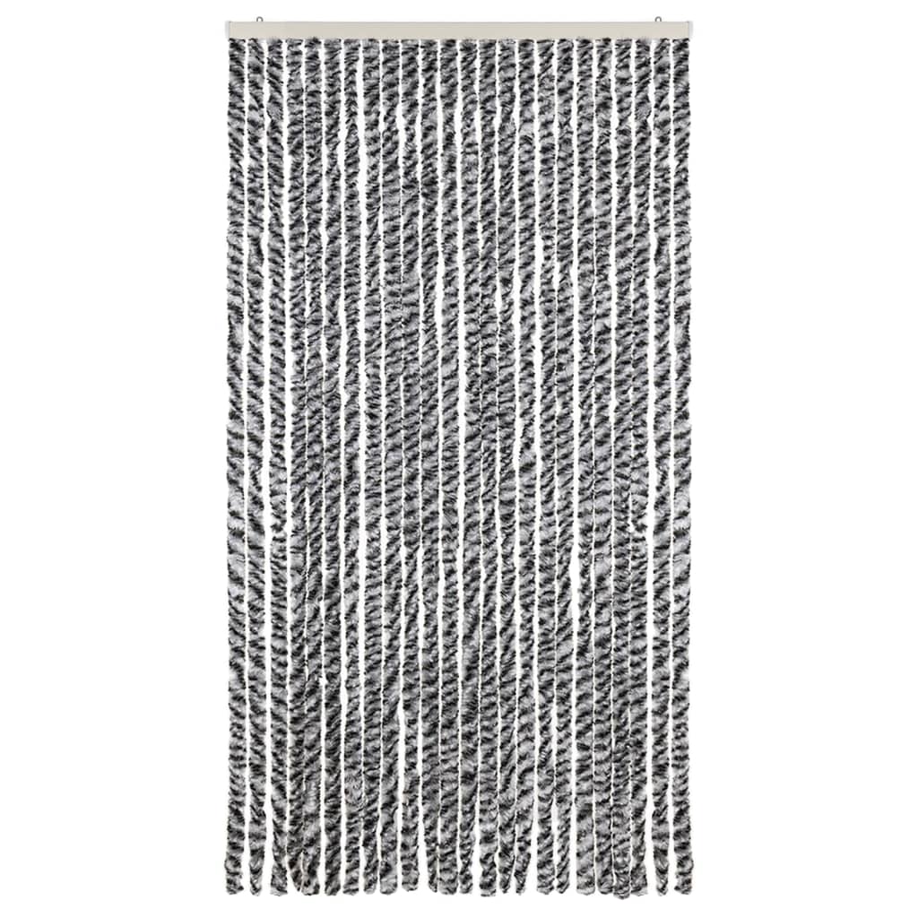 Szürke és fekete és fehér zsenília rovarfüggöny 100 x 230 cm