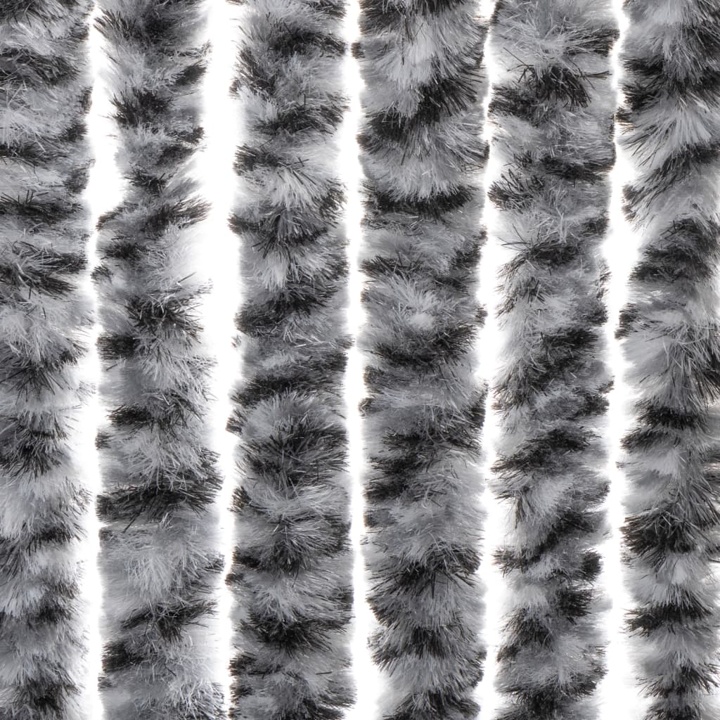 Szürke és fekete és fehér zsenília rovarfüggöny 100 x 230 cm